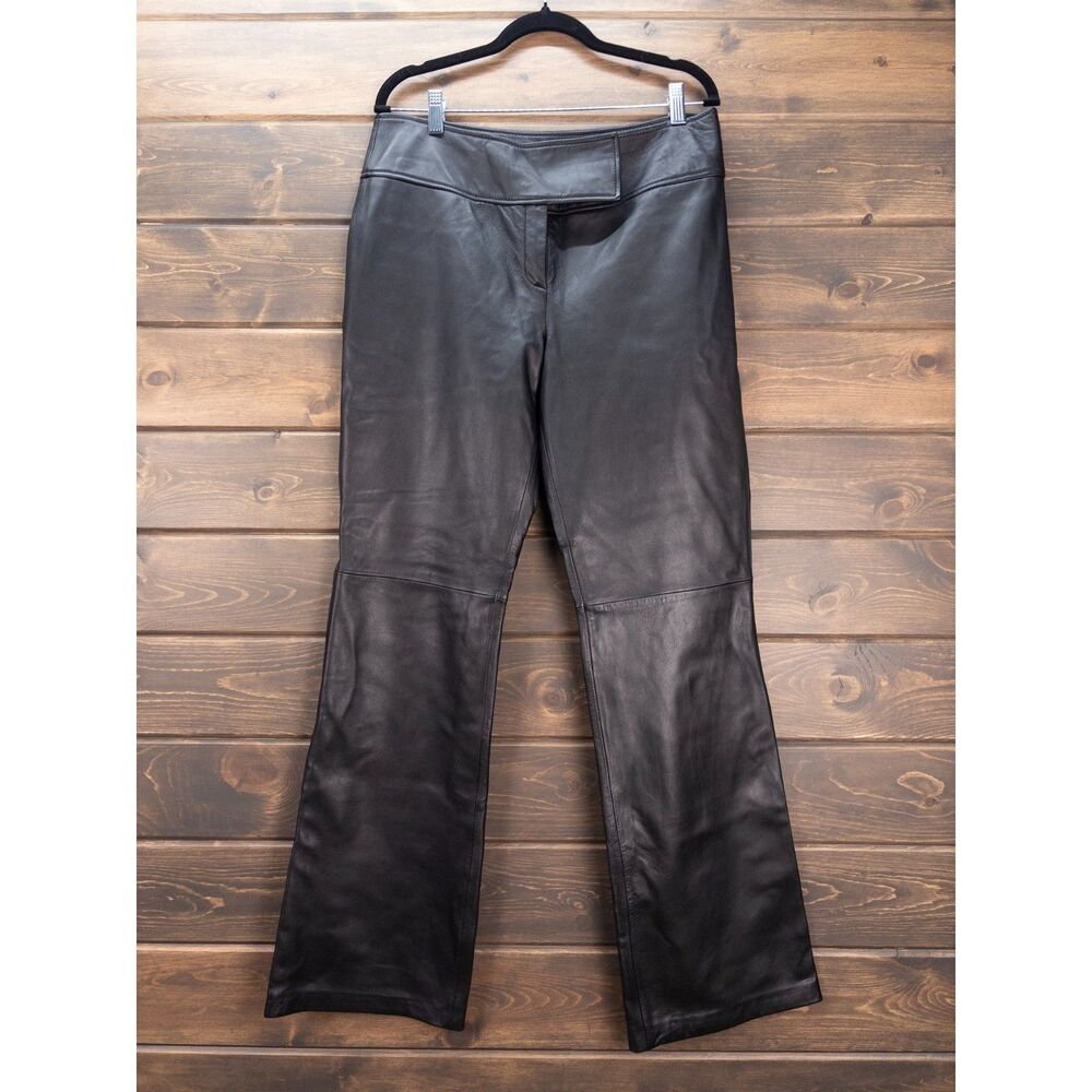 Context Black Genuine Leather Pants Women's Size 12 Boot Cut Motorcycle